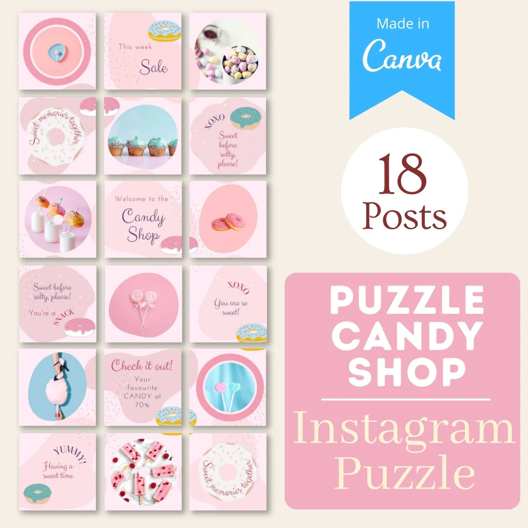Candy shop puzzle - Canva Templates
