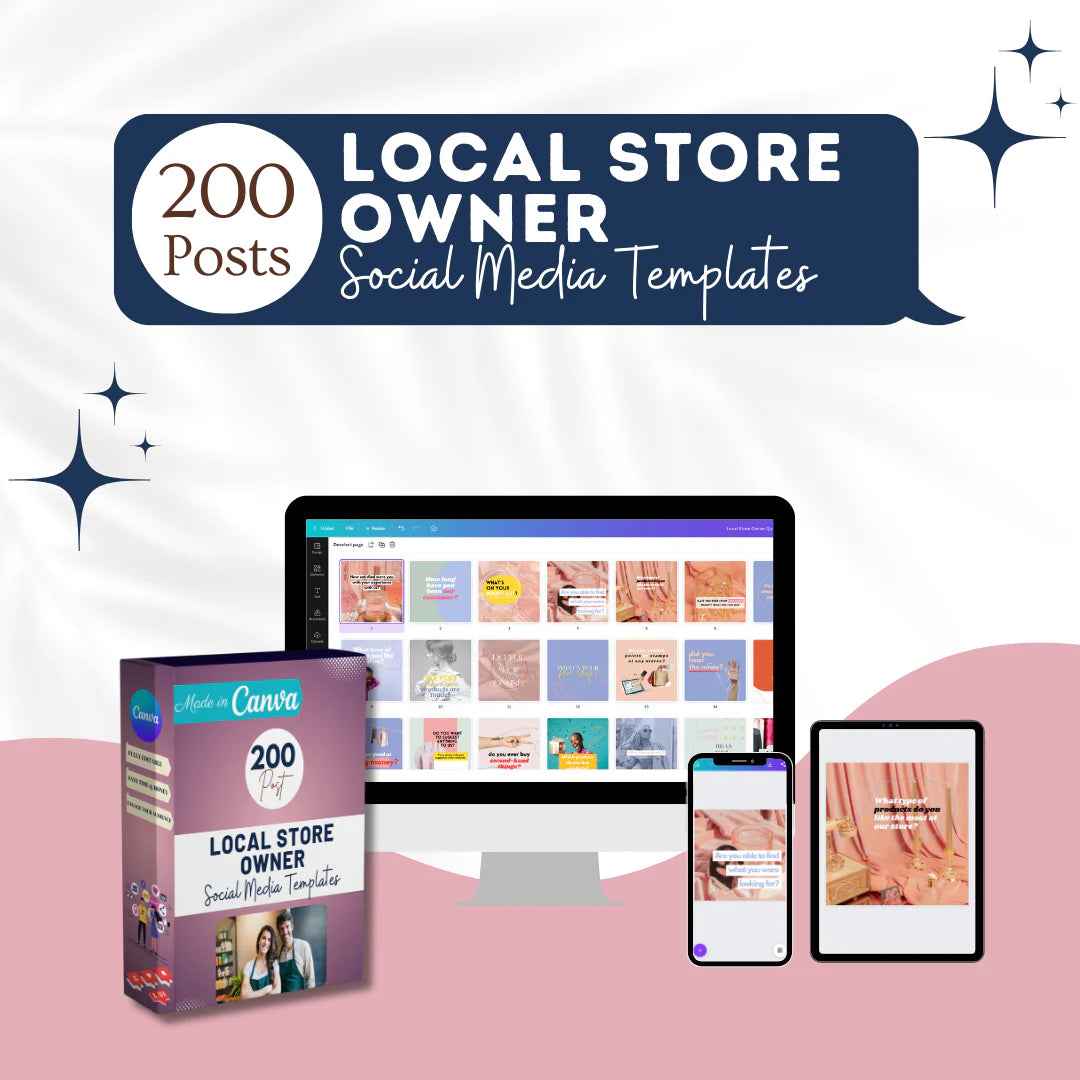 200 local store owner posts - social media templates