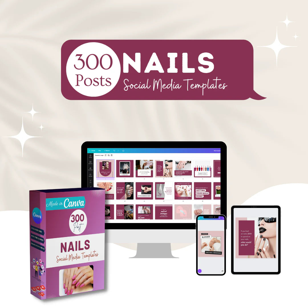 300 nails posts - social media canva templates