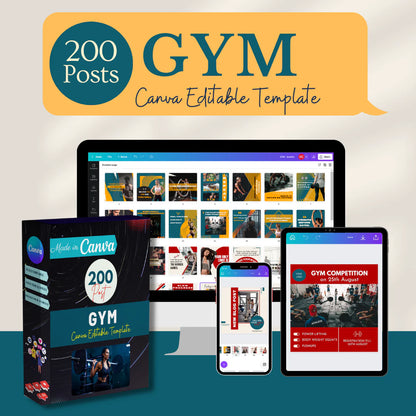 200 GYM Posts - Canva Editable Templates