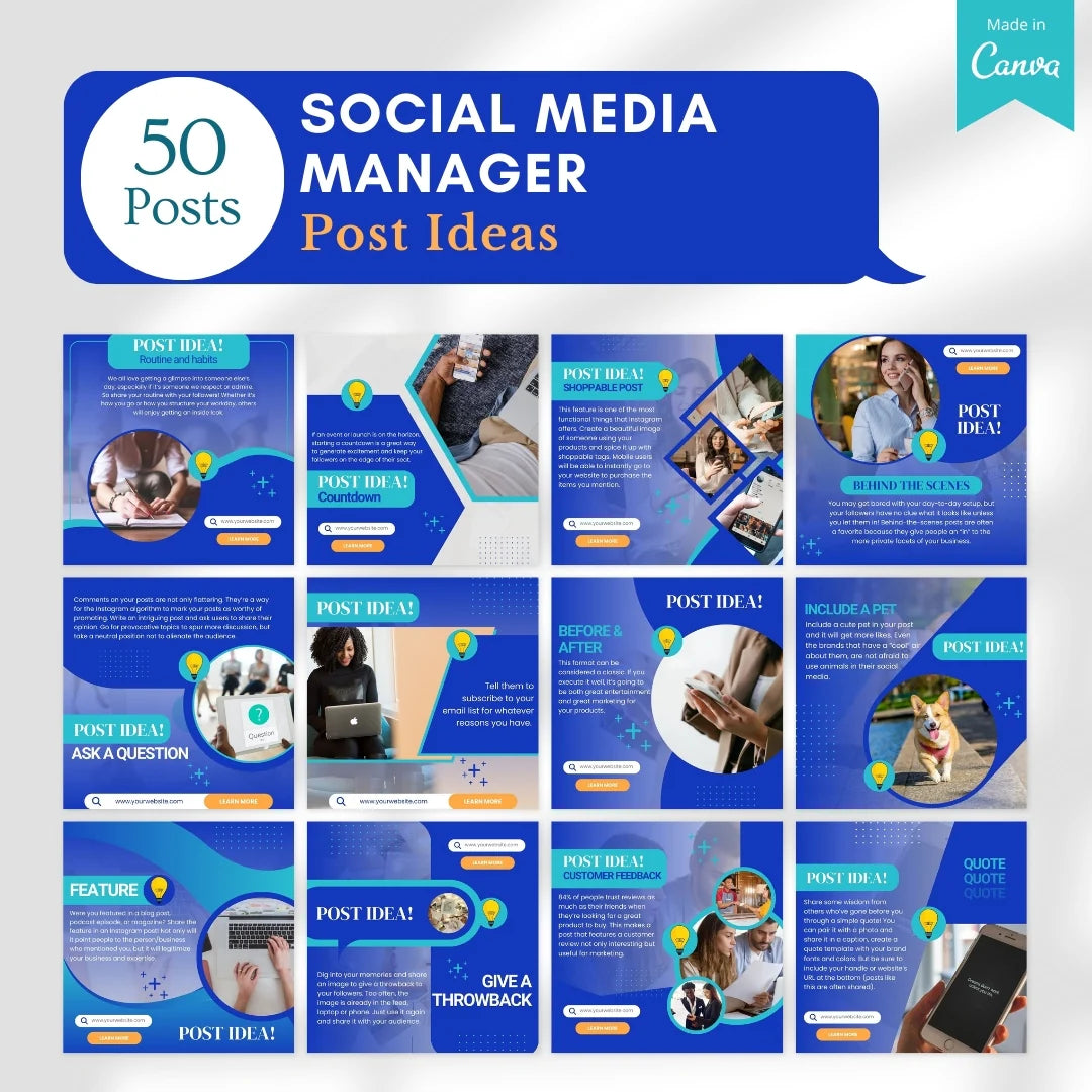 500 Social Media Manager Posts - Canva Templates