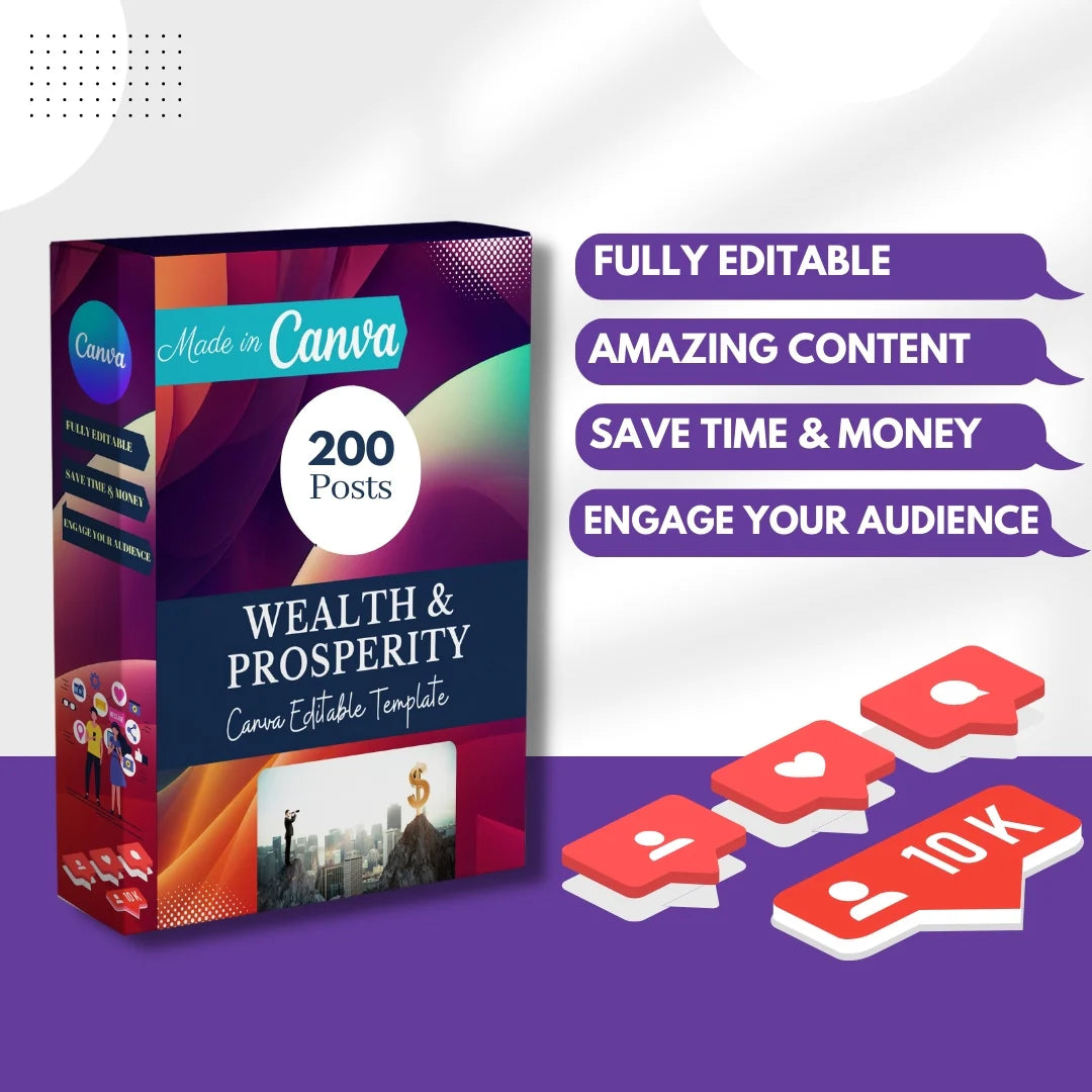 200 Wealth and Prosperity Posts - Social Media Templates