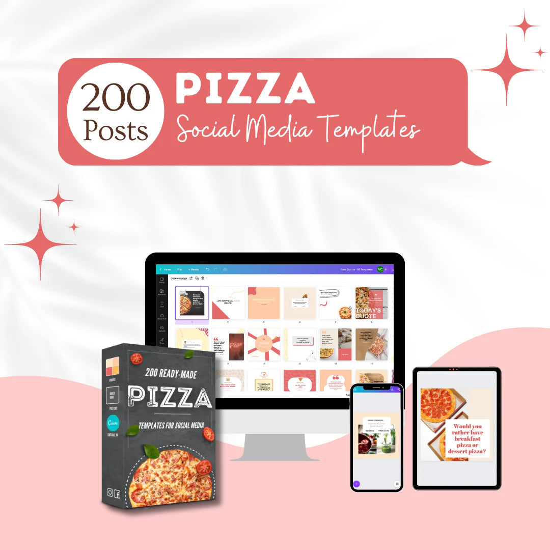 200 Pizza Posts - Social Media Templates