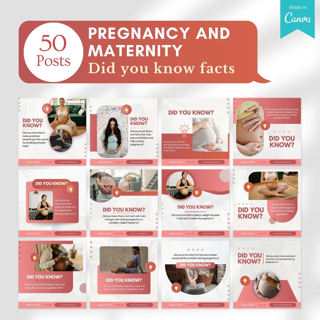 500 Pregnancy and Maternity Posts - Canva Editable Templates