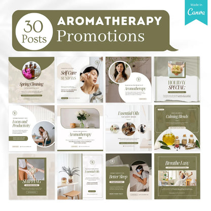 300 Aromatherapy Posts - Social Media Canva Templates