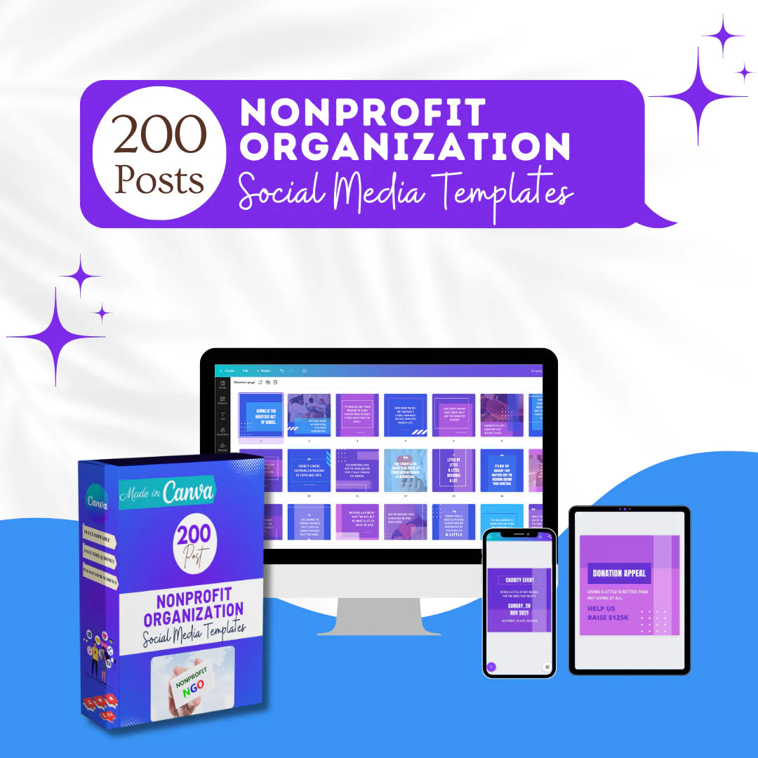 200 Nonprofit Organization Posts - Social Media Templates