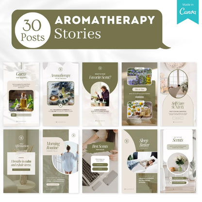 300 Aromatherapy Posts - Social Media Canva Templates