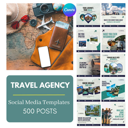 500 Travel Agency Posts - Social Media Templates