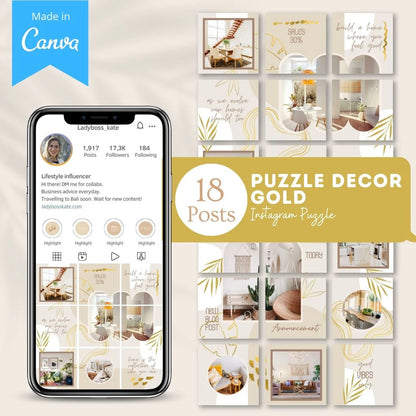 Puzzle Decor Gold - Canva Templates