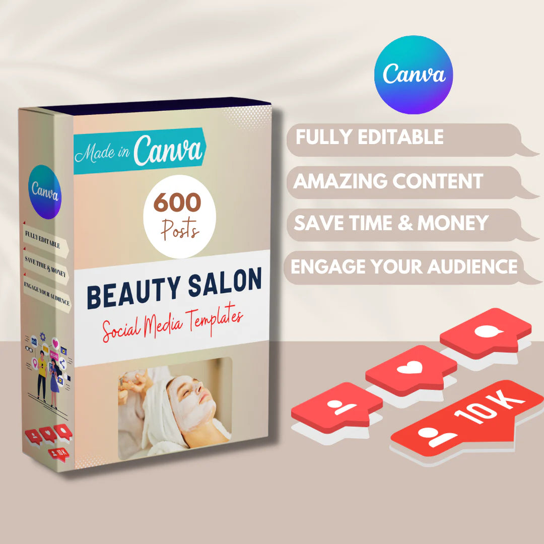 600 Beauty Salon Posts- Social Media Templates