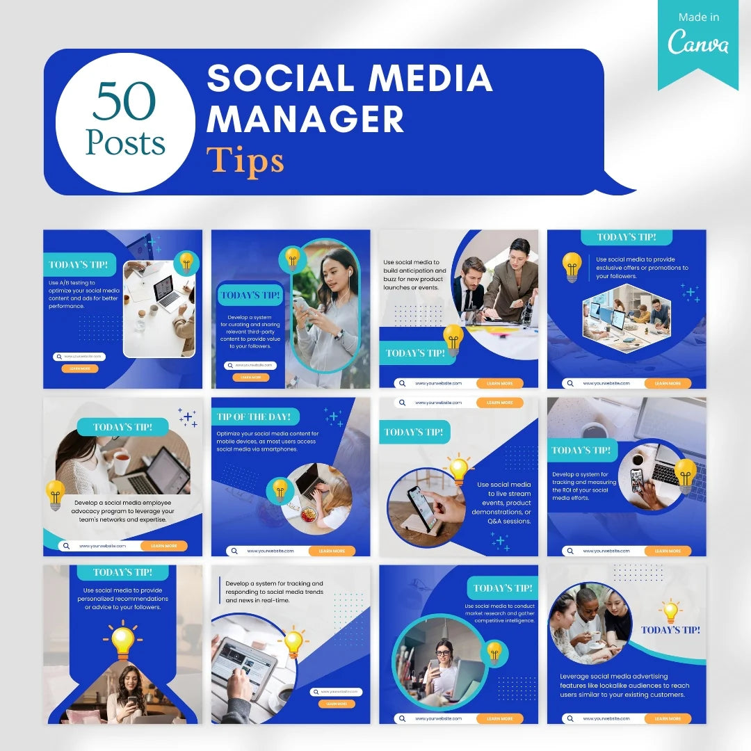 500 Social Media Manager Posts - Canva Templates