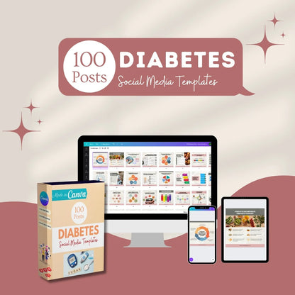 100 Diabetes Posts - Canva Templates