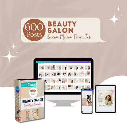 600 Beauty Salon Posts- Social Media Templates