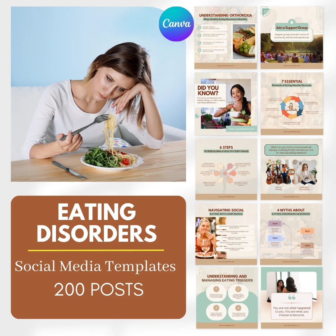 200 Eating Disorders Posts - Social Media Templates