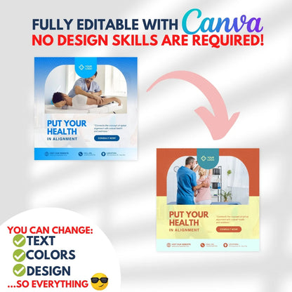 480 Chiropractic Posts - Social Media Canva Templates