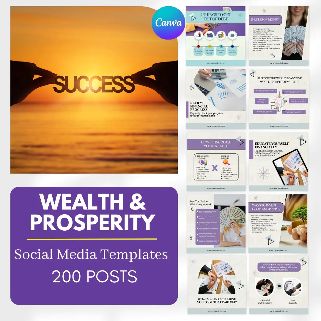 200 Wealth and Prosperity Posts - Social Media Templates