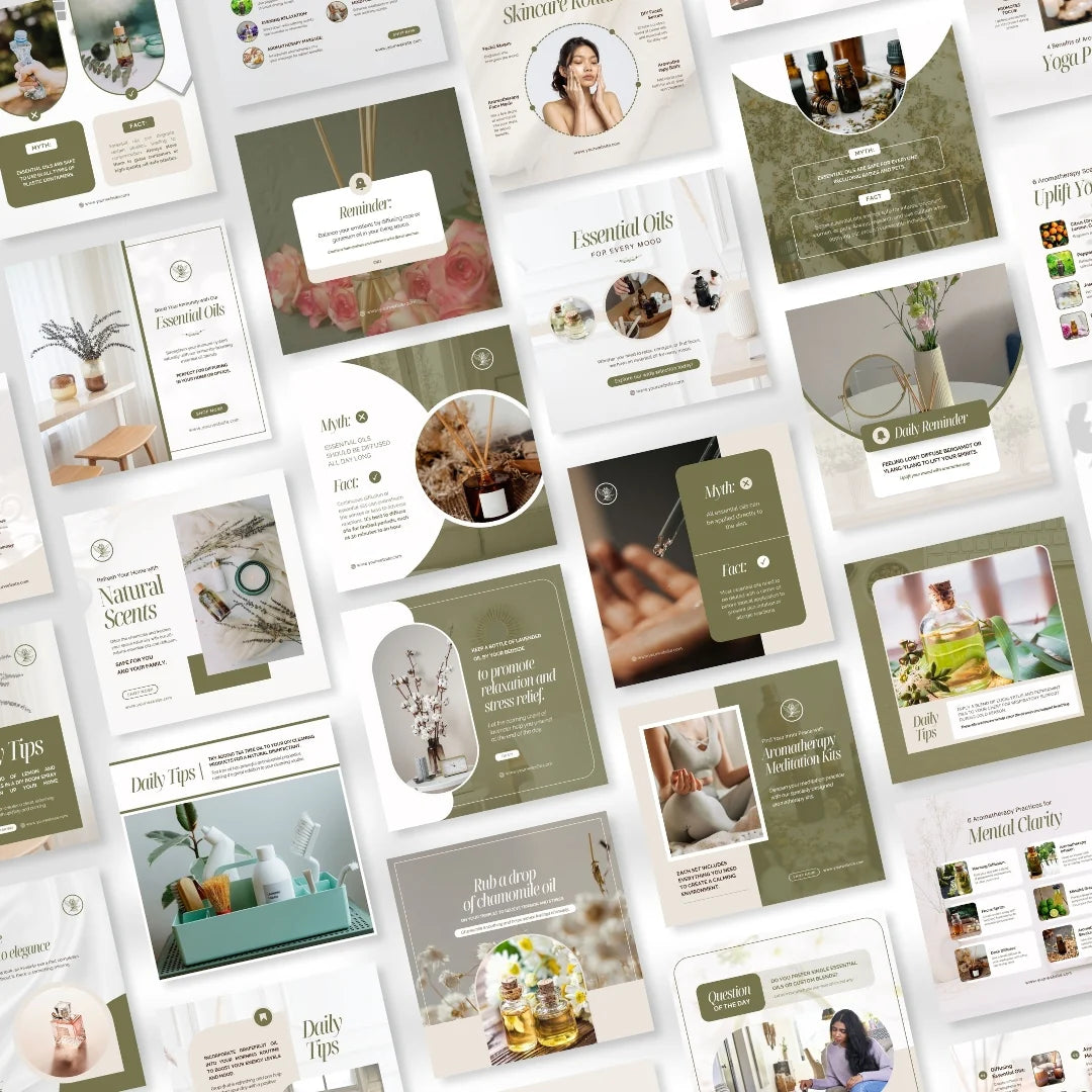 300 Aromatherapy Posts - Social Media Canva Templates