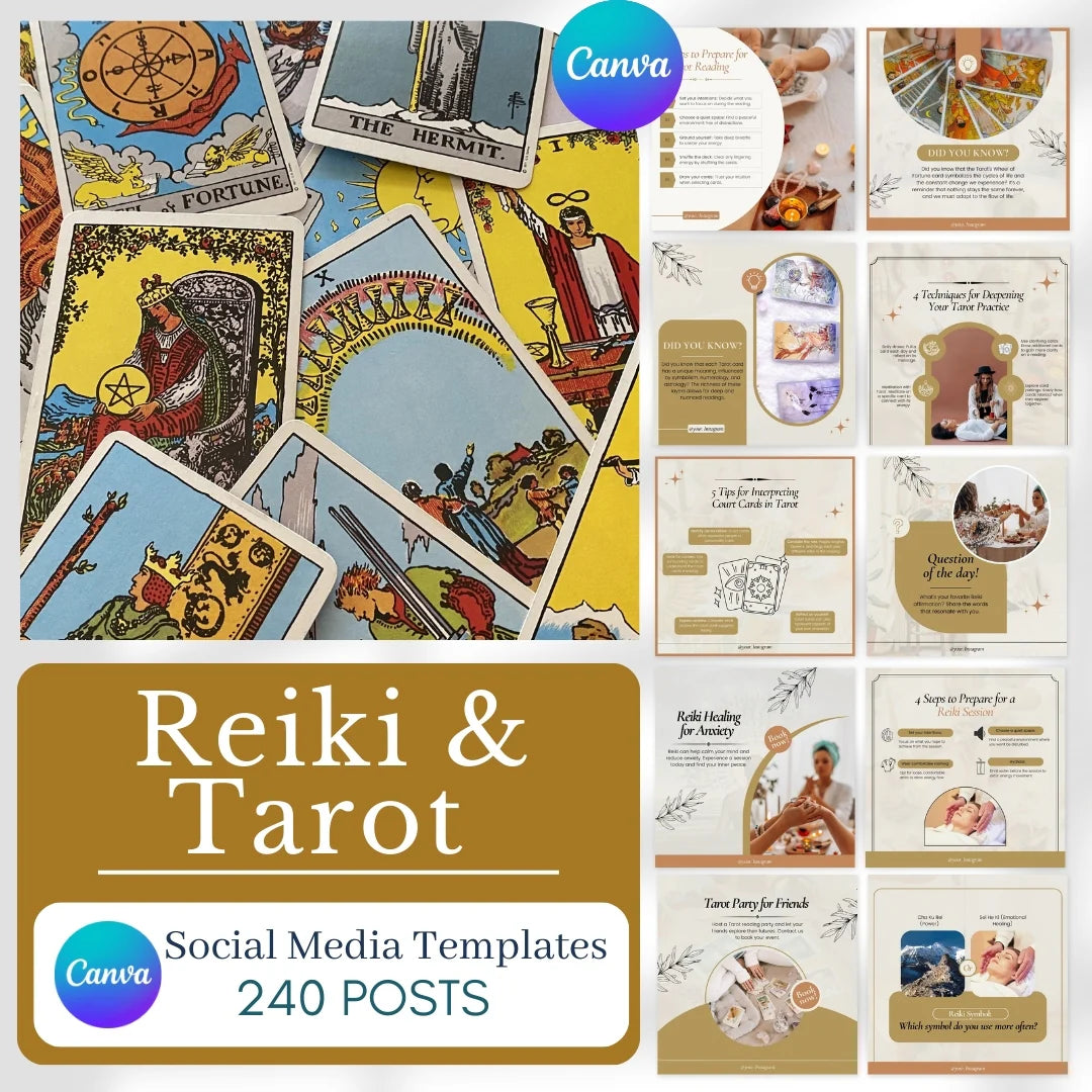 240 Reiki and Tarot Canva Templates