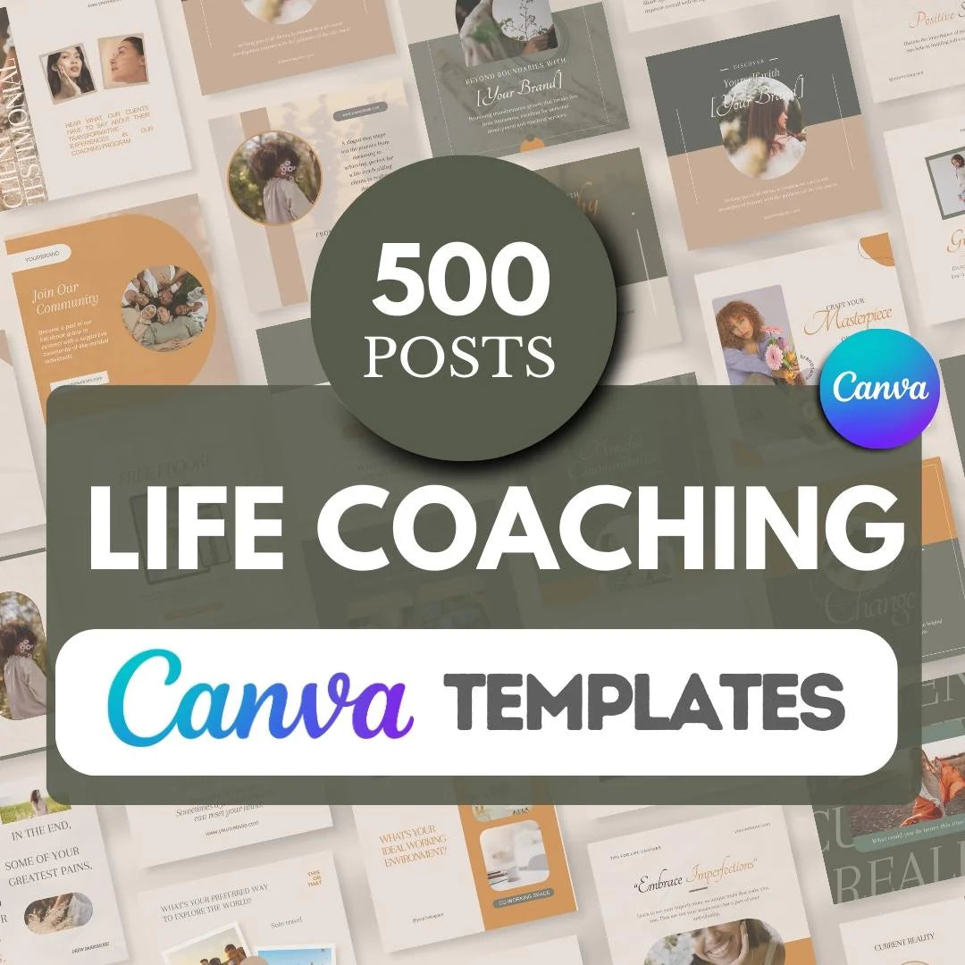 500 Life Coaching Posts - Social Media Templates