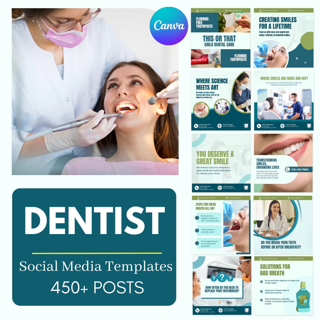 450 Dentist Posts - Social Media Templates