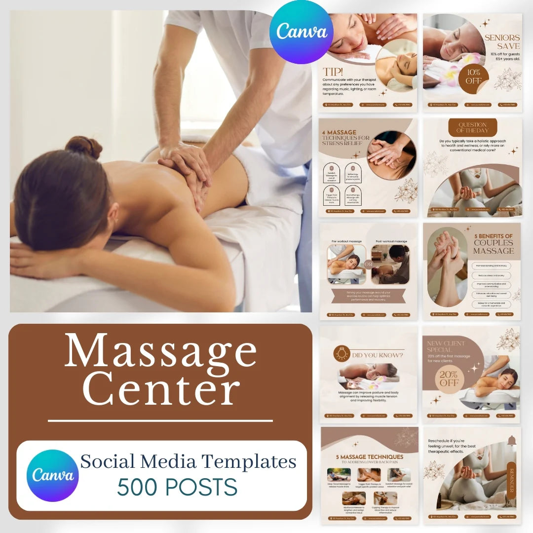 500 Massage Center - Social Media Canva Templates