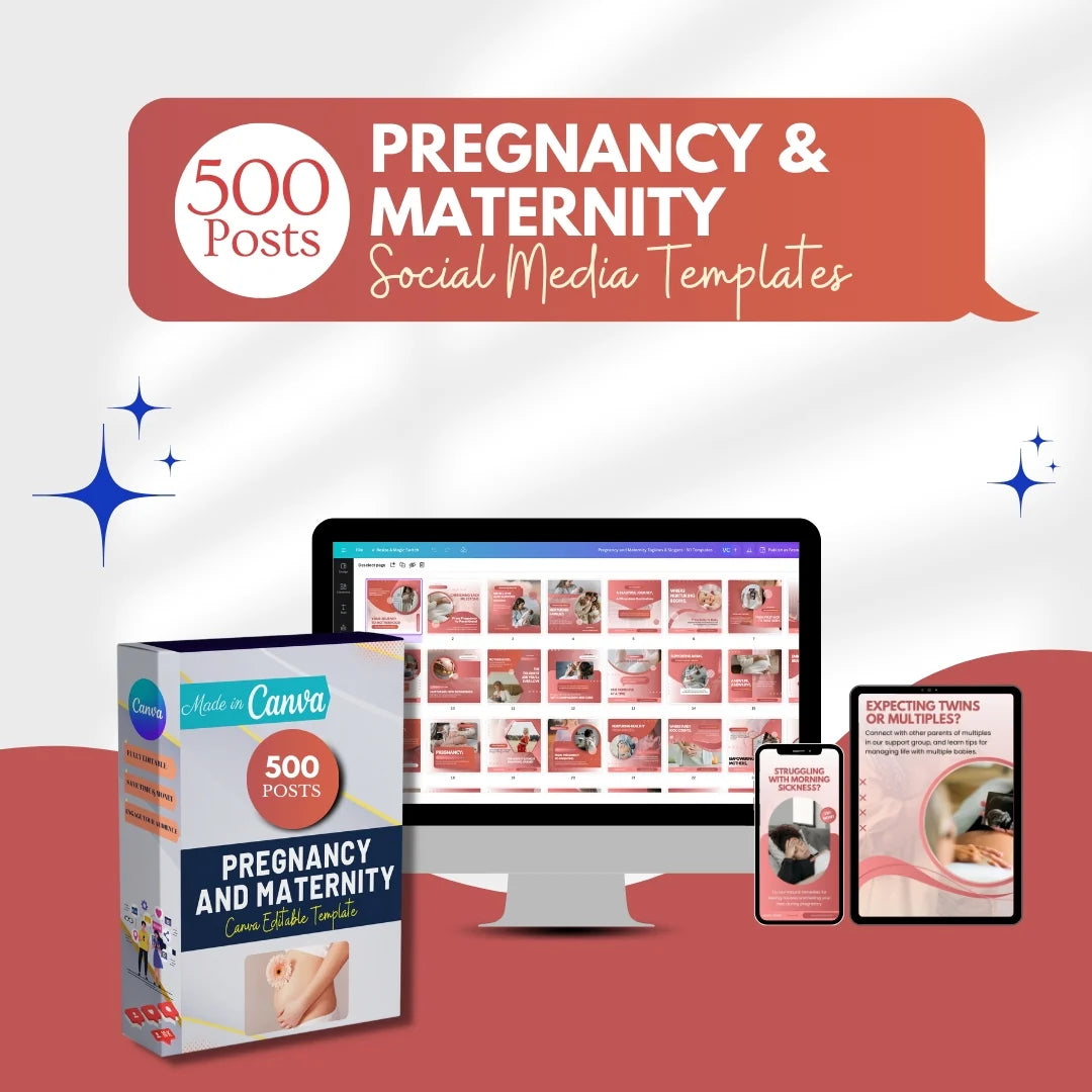 500 Pregnancy and Maternity Posts - Canva Editable Templates