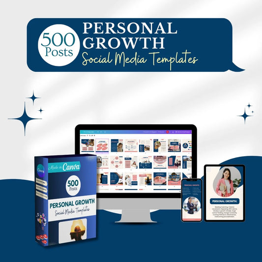 500 Personal Growth Posts - Canva Editable Templates