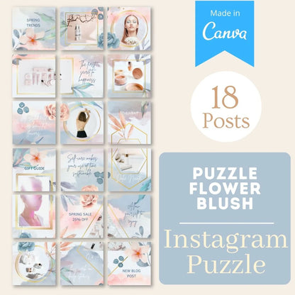 Puzzle Flower Blush - Canva Templates