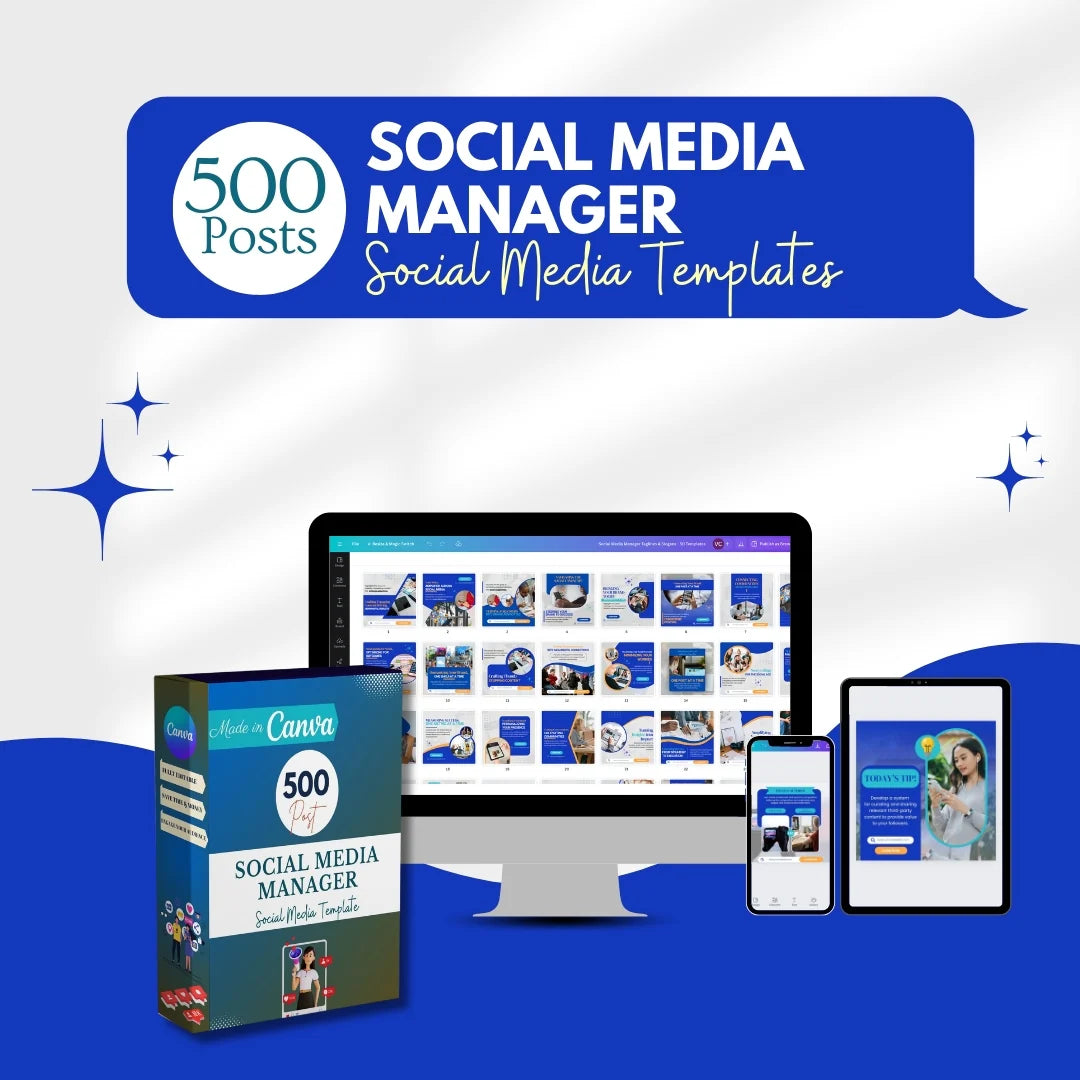 500 Social Media Manager Posts - Canva Templates