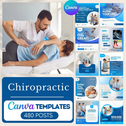 480 Chiropractic Posts - Social Media Canva Templates