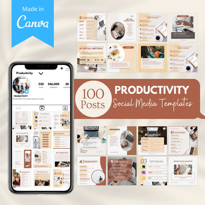 100 Productivity Posts - Social Media Templates