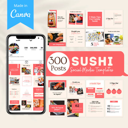 300 Sushi Posts - Social Media Templates