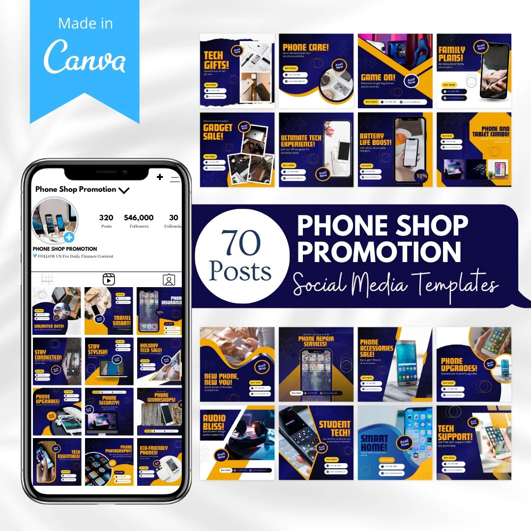 70 Phone Shop Promotion Canva Templates