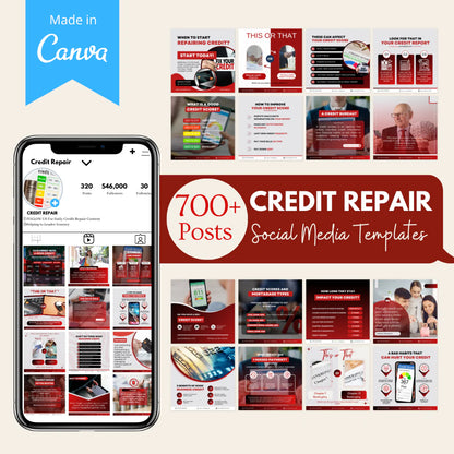 700+ Credit Repair Posts - Social Media Templates