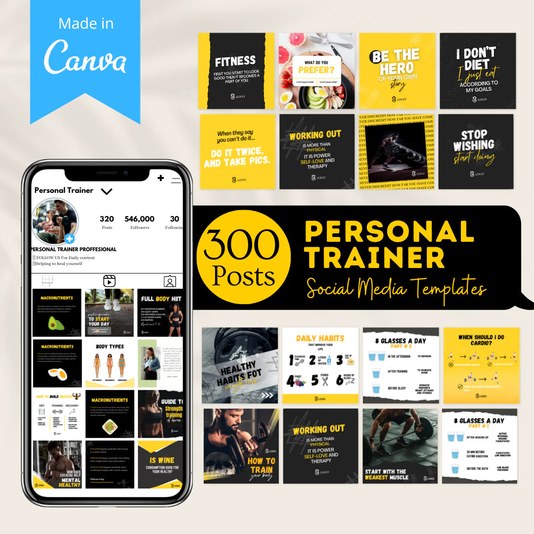 300 Personal Trainer Posts - Social Media Templates