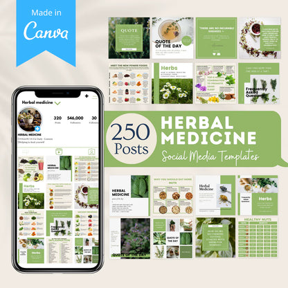 250 Herbal Medicine Posts - Social Media Templates