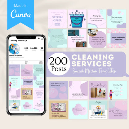 200 Cleaning Services Posts - Social Media Templates