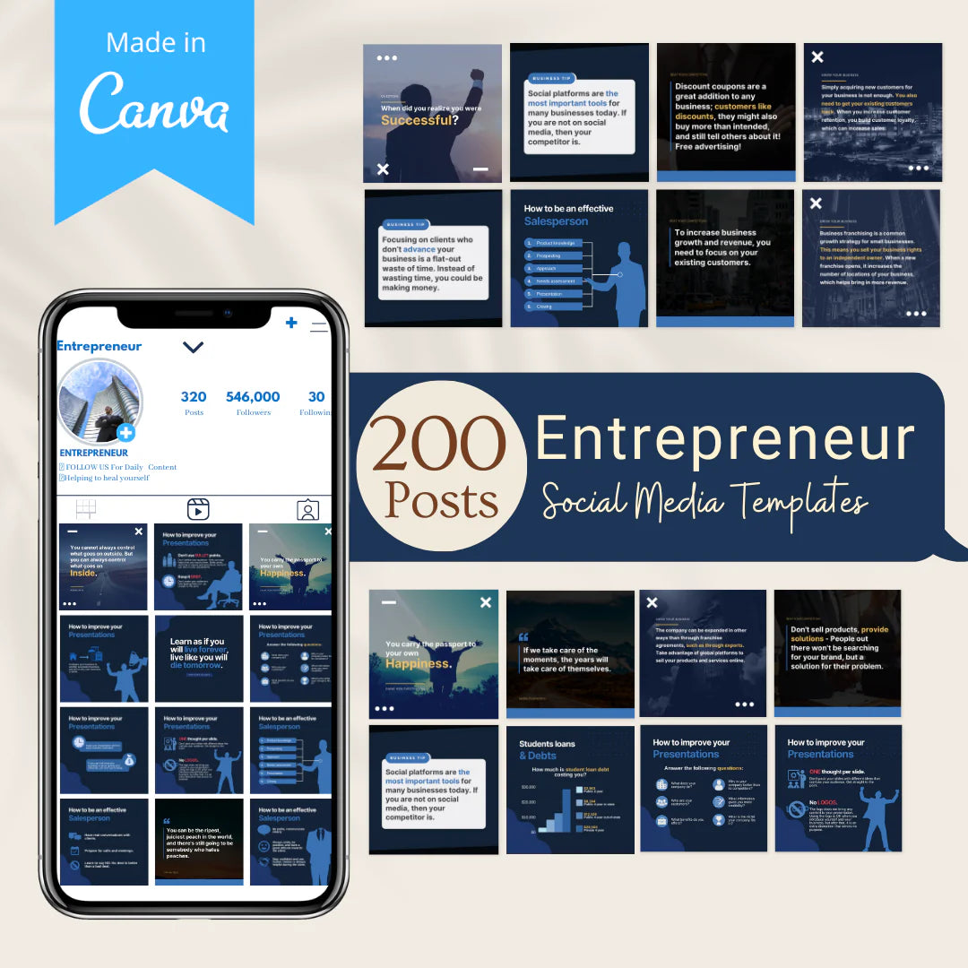 200 Entrepreneur Posts - Social Media Templates