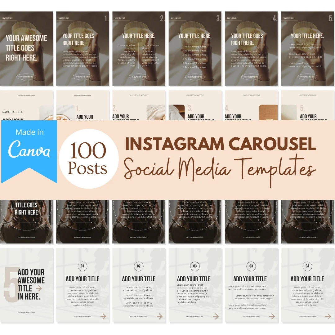 Instagram Carousel Templates - 100 Posts / 15 Carousels