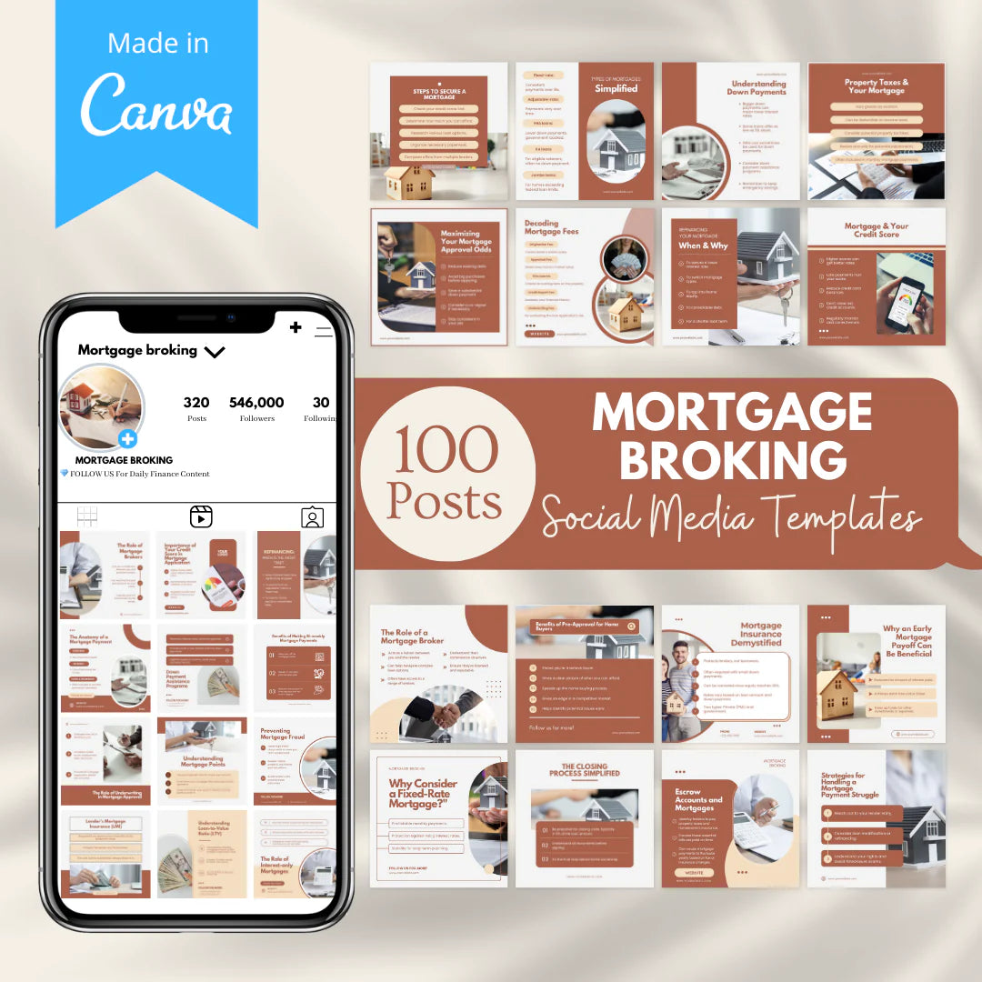 100 Mortgage Broking -Social Media Canva Templates