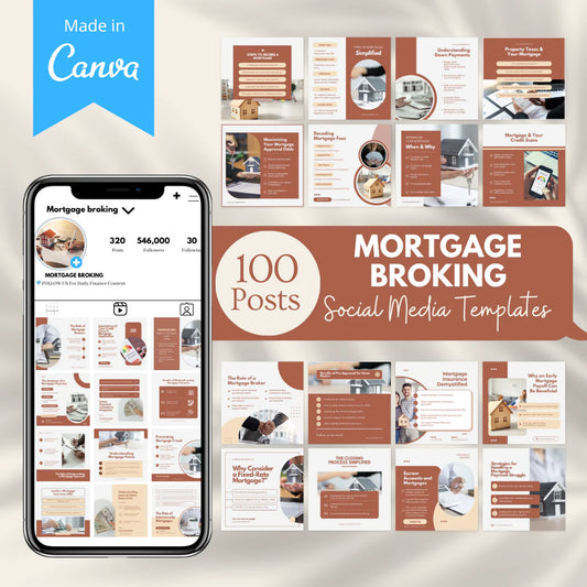 100 Mortgage Broking -Social Media Canva Templates