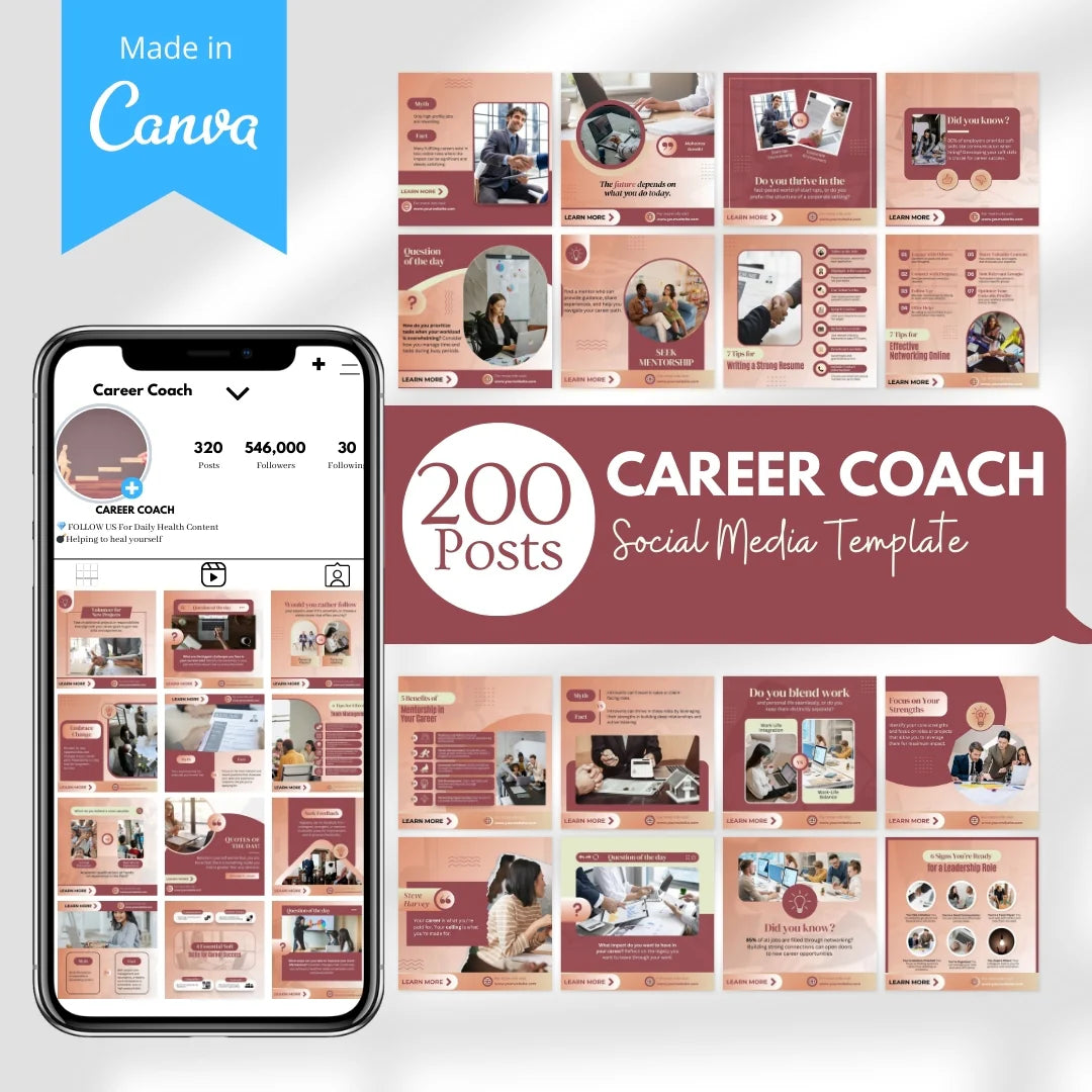 200 Career Coach Canva Templates