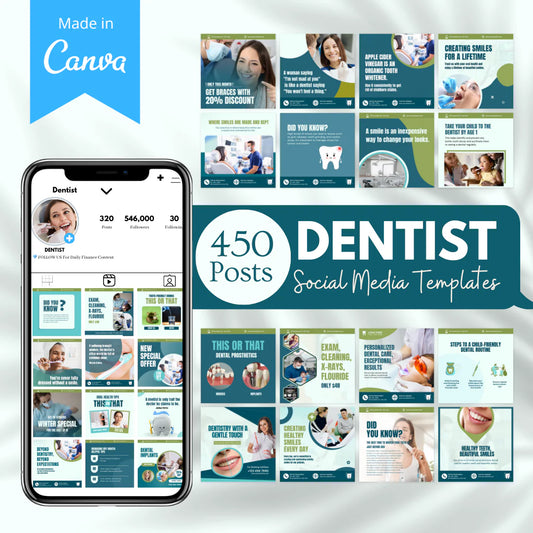 450 Dentist Posts - Social Media Templates