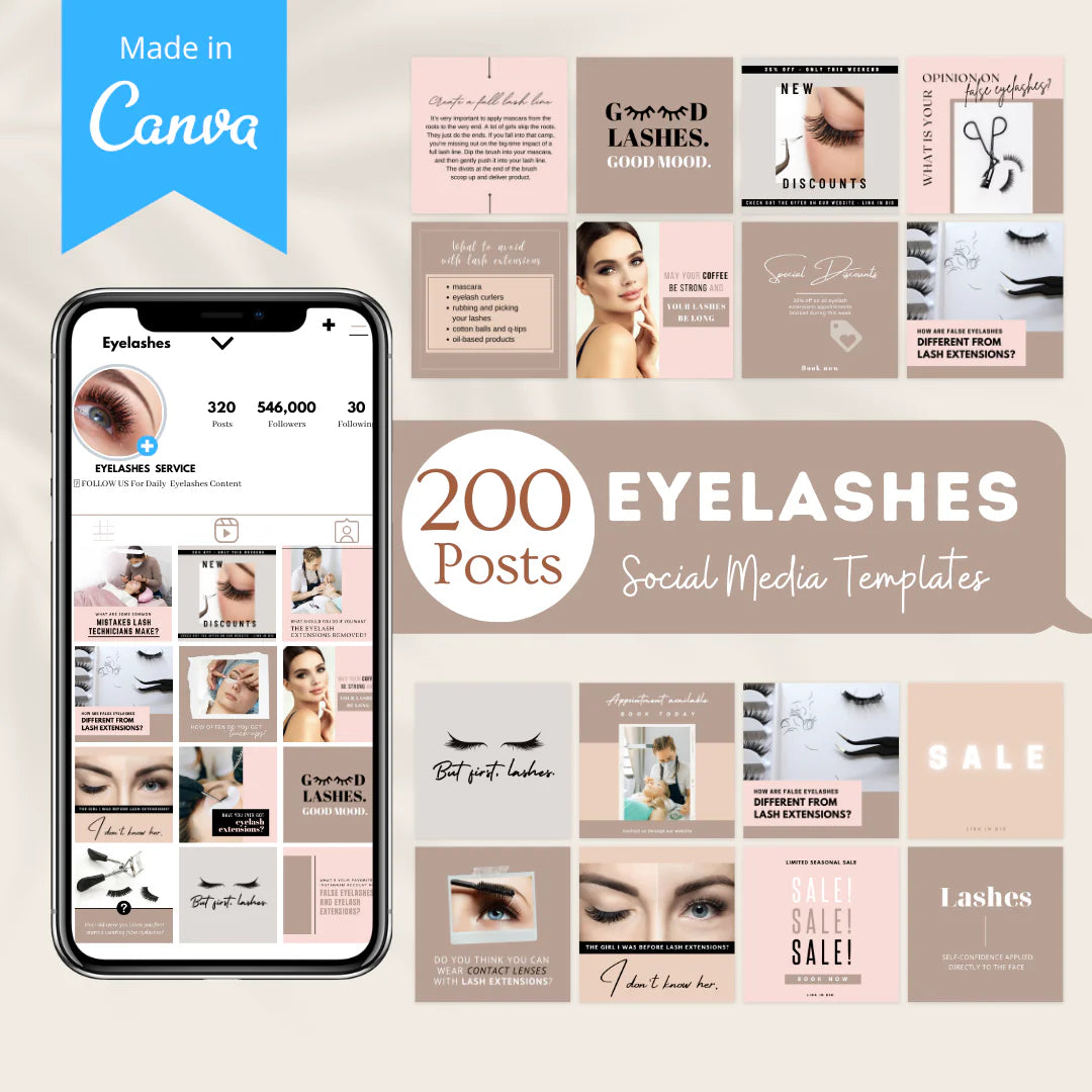 200 Eyelashes Posts - Social Media Templates