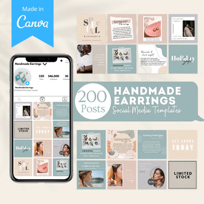 200 Handmade Earrings Posts - Social Media Templates