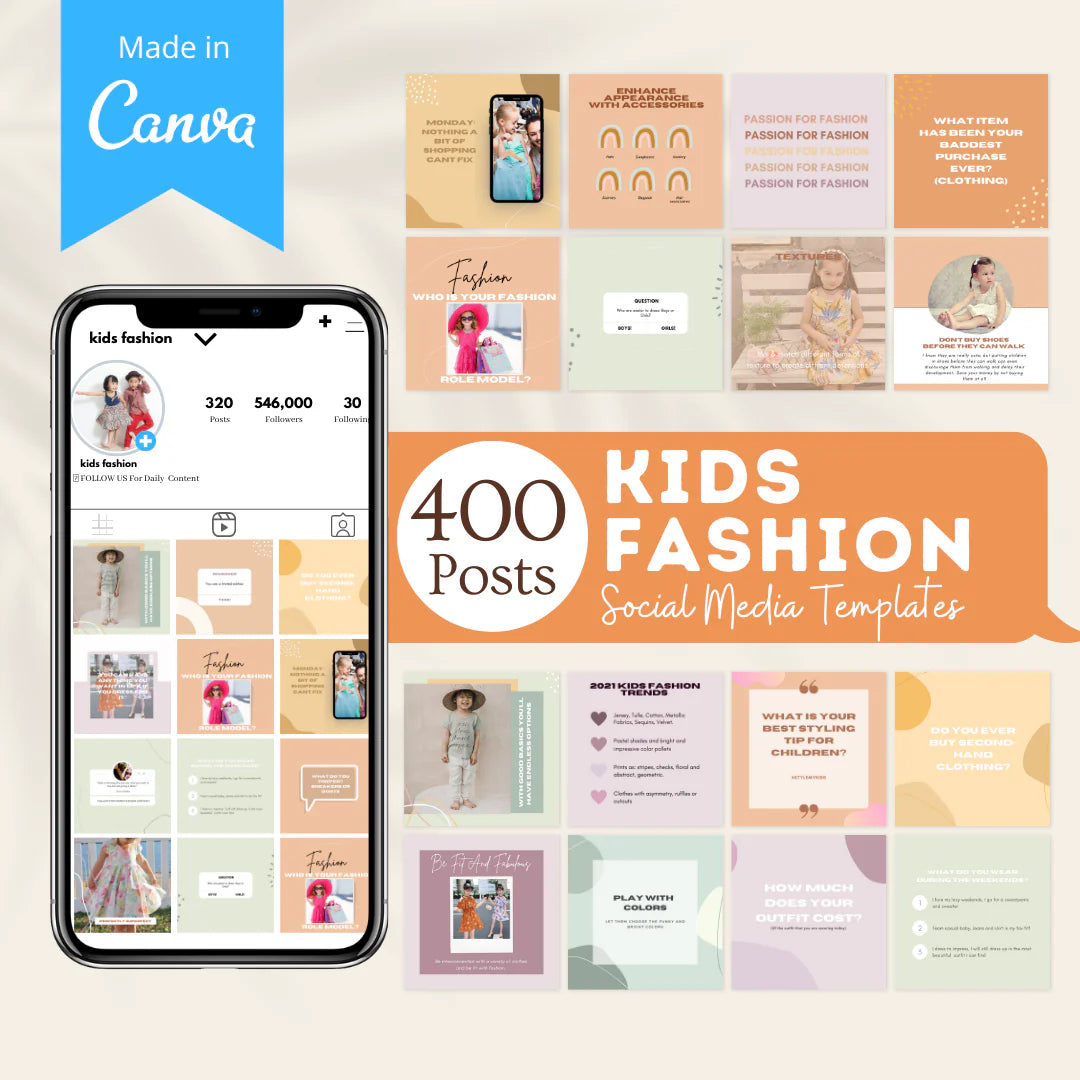 400 Kids Fashion Posts - Social Media Templates