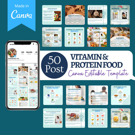 Vitamin & Protein Food Post - (Canva Editable Templates)