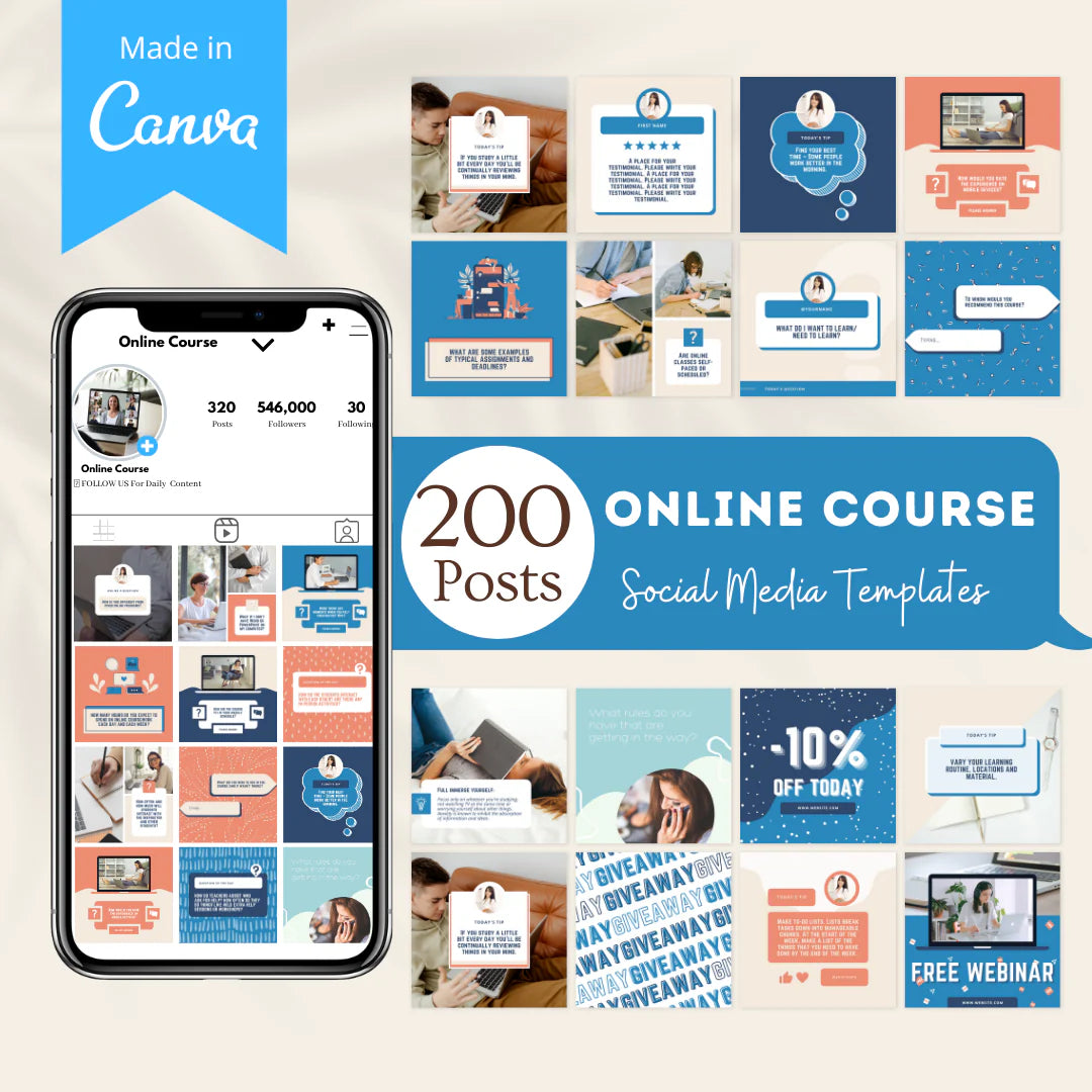 200 Online Course Posts - Social Media Templates