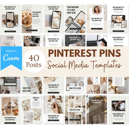 40 Pinterest Pins Canva Template Bundle