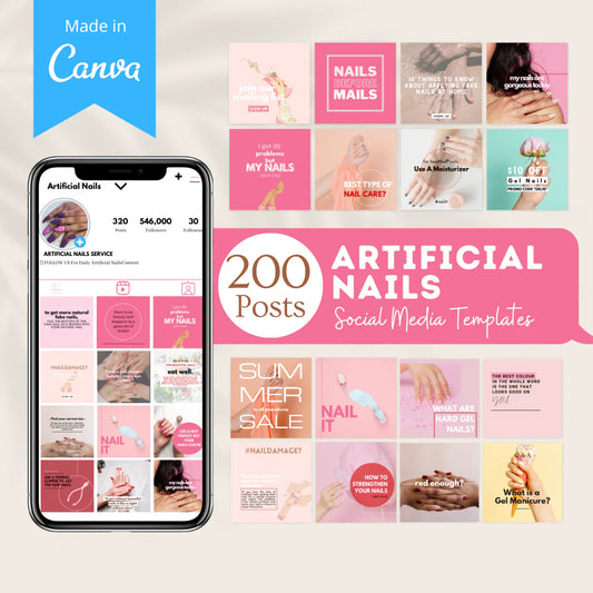 200 Artificial Nails Posts - Social Media Templates